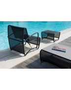 Table basse de jardin Jet Stream LES JARDINS en aluminium, HPL et Batyline pour terrasse et extérieur