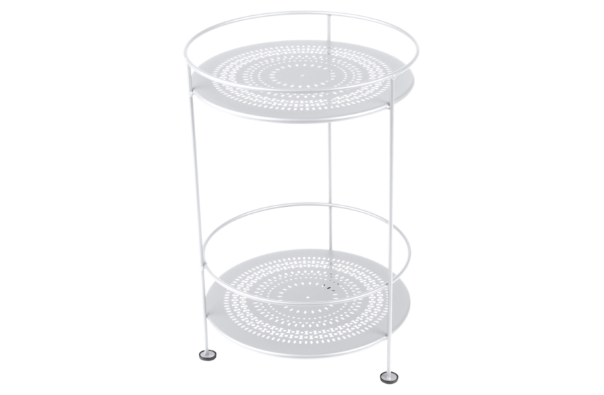 Guéridon double plateau perforé FERMOB Blanc Coton