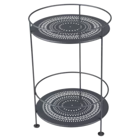 Guéridon double plateau perforé FERMOB Carbone