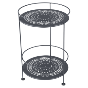 Guéridon double plateau perforé FERMOB Carbone