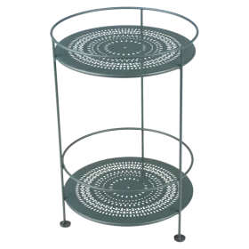 Guéridon double plateau perforé FERMOB Carbone