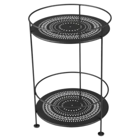 Guéridon double plateau perforé FERMOB Carbone