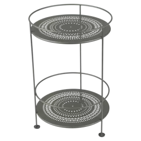 Guéridon double plateau perforé FERMOB Carbone