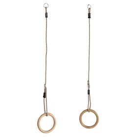 Anneaux de gymnastique en bois - KBT Anneaux de gymnastique en bois KBT avec fixations acier galvanisé et cordes PP pour portique enfants