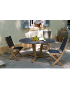 Chaise de jardin pliante TEKURA LES JARDINS en teck et toile Batyline ardoise