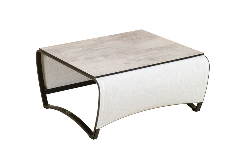 Table basse de jardin Jet Stream LES JARDINS en aluminium, HPL et Batyline pour terrasse et extérieur