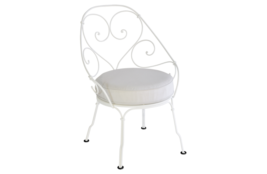 Fauteuil Cabriolet 1900 avec coussin blanc grisé FERMOB