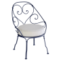 Fauteuil Cabriolet 1900 avec coussin blanc grisé FERMOB