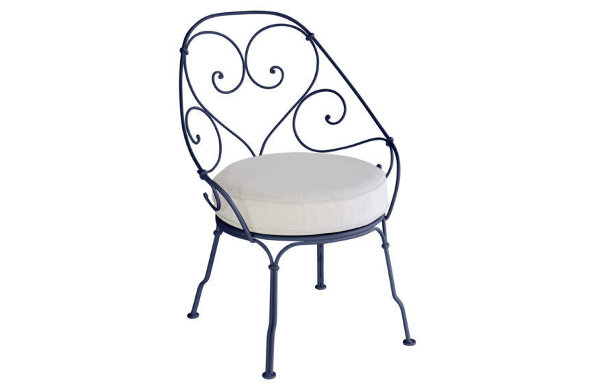 Fauteuil Cabriolet 1900 avec coussin blanc grisé FERMOB