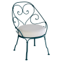 Fauteuil Cabriolet 1900 avec coussin blanc grisé FERMOB