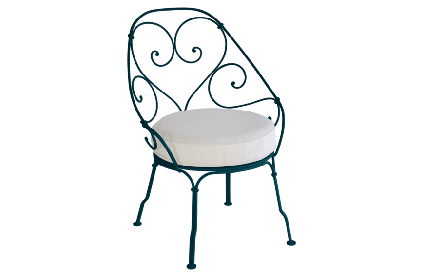 Fauteuil Cabriolet 1900 avec coussin blanc grisé FERMOB