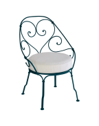 Fauteuil Cabriolet 1900 avec coussin blanc grisé FERMOB