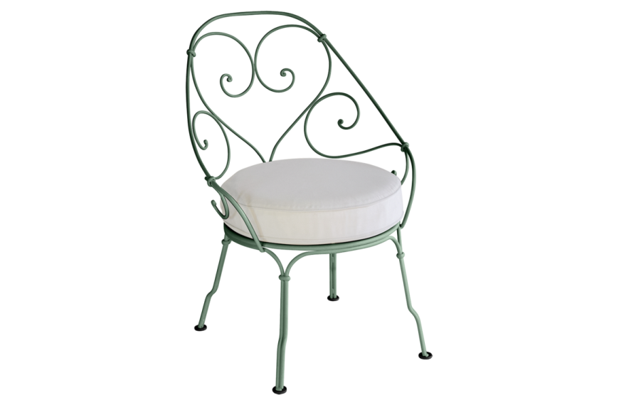 Fauteuil Cabriolet 1900 avec coussin blanc grisé FERMOB