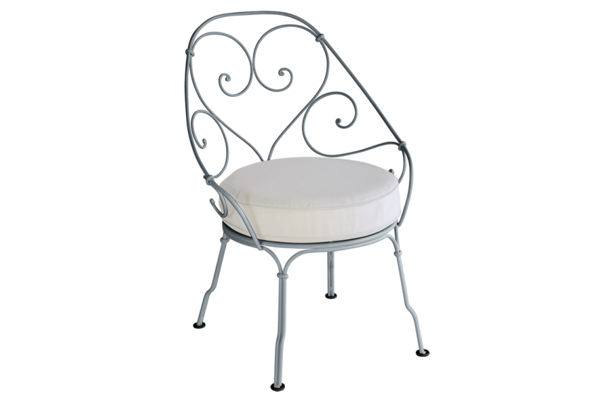 Fauteuil Cabriolet 1900 avec coussin blanc grisé FERMOB