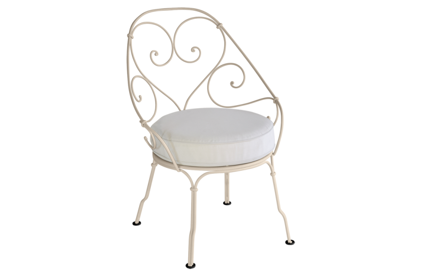 Fauteuil Cabriolet 1900 avec coussin blanc grisé FERMOB
