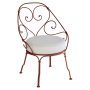 Fauteuil Cabriolet 1900 avec coussin blanc grisé FERMOB