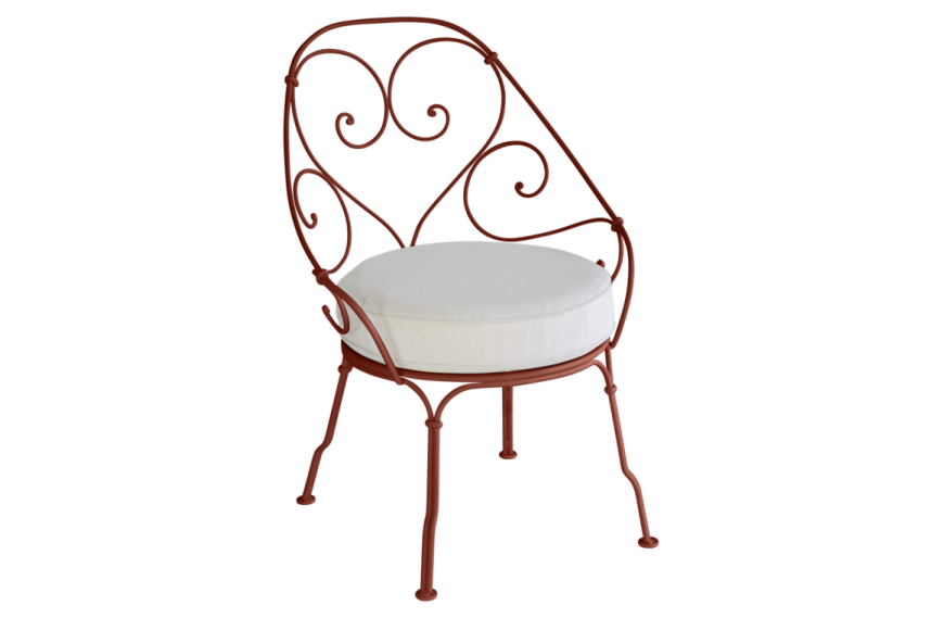 Fauteuil Cabriolet 1900 avec coussin blanc grisé FERMOB