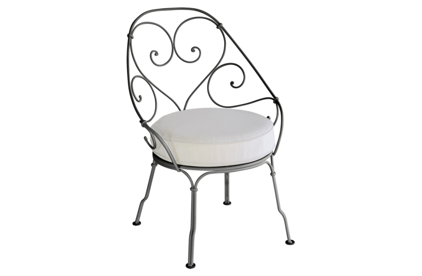 Fauteuil Cabriolet 1900 avec coussin blanc grisé FERMOB