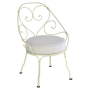 Fauteuil Cabriolet 1900 avec coussin blanc grisé FERMOB