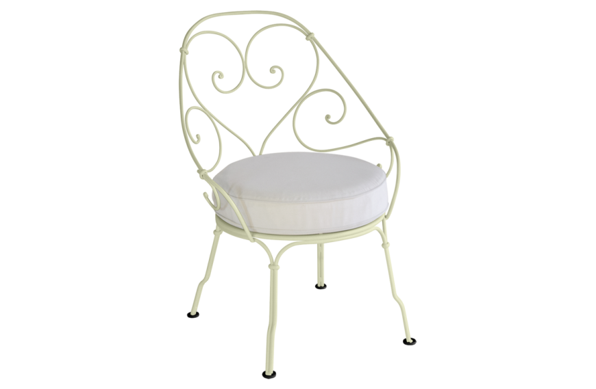 Fauteuil Cabriolet 1900 avec coussin blanc grisé FERMOB