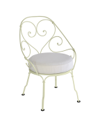 Fauteuil Cabriolet 1900 avec coussin blanc grisé FERMOB