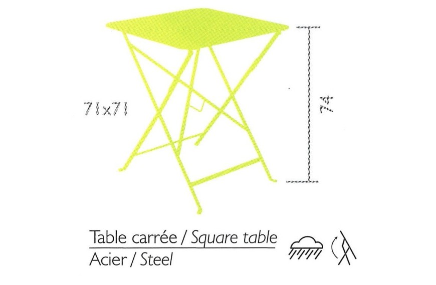 Table de jardin pliante Bistro 71x71cm 4 places FERMOB Latour