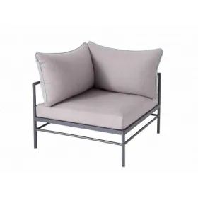 Fauteuil d'angle Rivage Aluminium Laqué Basalte Coussins Natté Gris Vlaemynck