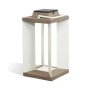 Lanterne solaire extérieure TECKALU Les Jardins en teck Duratek et aluminium blanc, 500 lumens
