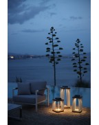 Lanterne solaire extérieure TECKALU Les Jardins en teck Duratek et aluminium blanc, 500 lumens