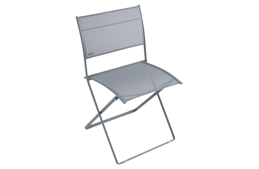 Chaise pliante d'extérieur en tissu gris et bois JARDIN