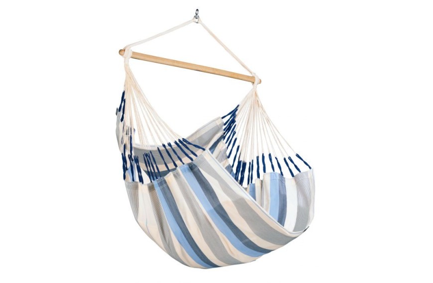 Chaise Hamac DOMINGO LA SIESTA en tissu Outdoor résistant avec barre en bambou FSC, idéale pour petits espaces