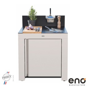 Module plan de travail Struct/Porte inox Plateau HPL Noir ENO