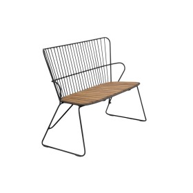 Banc de jardin Paon 2 places HOUE en métal noir et bambou, design scandinave signé Henrik Pedersen
