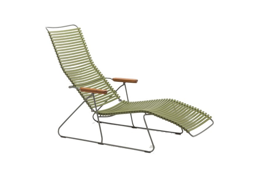 Chaise longue Click HOUE scandinave inclinable 7 positions avec accoudoirs bamb