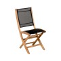 Chaise de jardin pliante TEKURA LES JARDINS en teck et toile Batyline ardoise