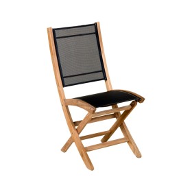 Chaise de jardin pliante TEKURA LES JARDINS en teck et toile Batyline ardoise