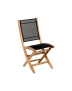 Chaise de jardin pliante TEKURA LES JARDINS en teck et toile Batyline ardoise