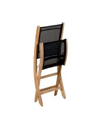 Chaise de jardin pliante TEKURA LES JARDINS en teck et toile Batyline ardoise