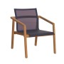 Fauteuil bas de jardin Tekura LES JARDINS en teck et toile Batyline empilable