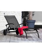 bain de soleil avec accoudoirs ÉLÉGANCE OCÉO en aluminium et toile TPEP réglable pour extérieur