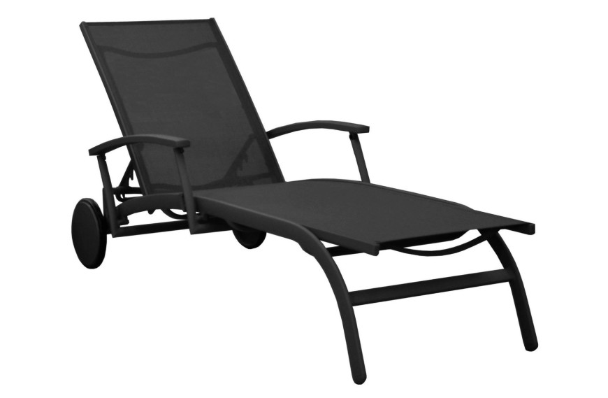 bain de soleil avec accoudoirs ÉLÉGANCE OCÉO en aluminium et toile TPEP réglable pour extérieur