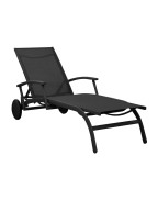 bain de soleil avec accoudoirs ÉLÉGANCE OCÉO en aluminium et toile TPEP réglable pour extérieur