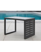 table basse de jardin LOU SIDE PROLOISIRS en aluminium graphite 57x40 cm position horizontale et verticale