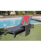 table basse de jardin LOU SIDE PROLOISIRS en aluminium graphite 57x40 cm position horizontale et verticale