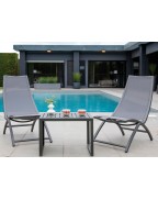 table basse de jardin LOU SIDE PROLOISIRS en aluminium graphite 57x40 cm position horizontale et verticale