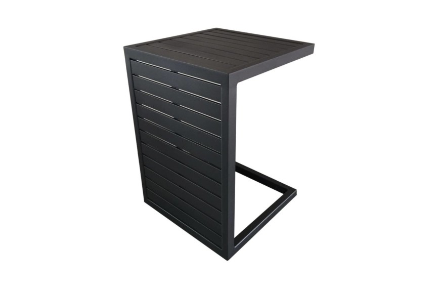 table basse de jardin LOU SIDE PROLOISIRS en aluminium graphite 57x40 cm position horizontale et verticale