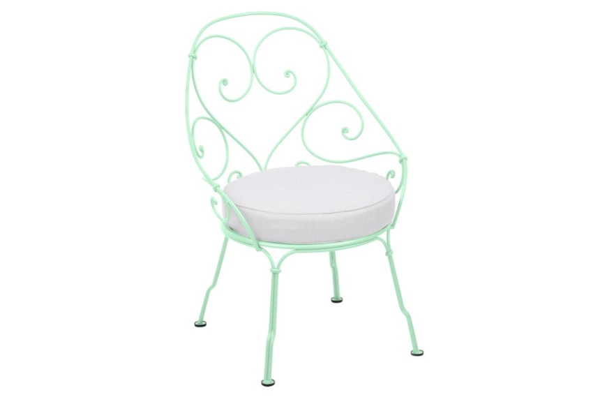 Fauteuil Cabriolet 1900 avec coussin blanc grisé FERMOB