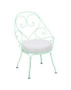 Fauteuil Cabriolet 1900 avec coussin blanc grisé FERMOB