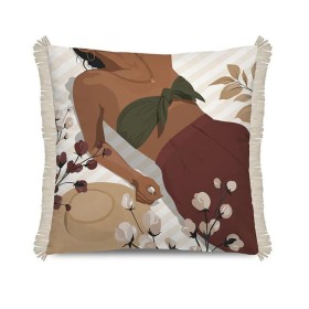 Coussin avec frange 45 x 45 cm IBIZA - PÔDEVACHE