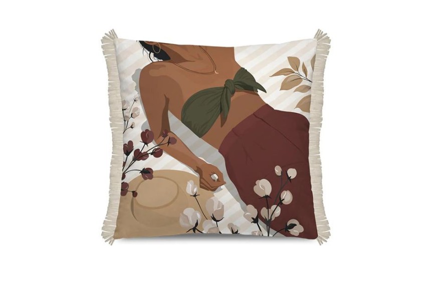 Coussin avec frange 45 x 45 cm IBIZA - PÔDEVACHE